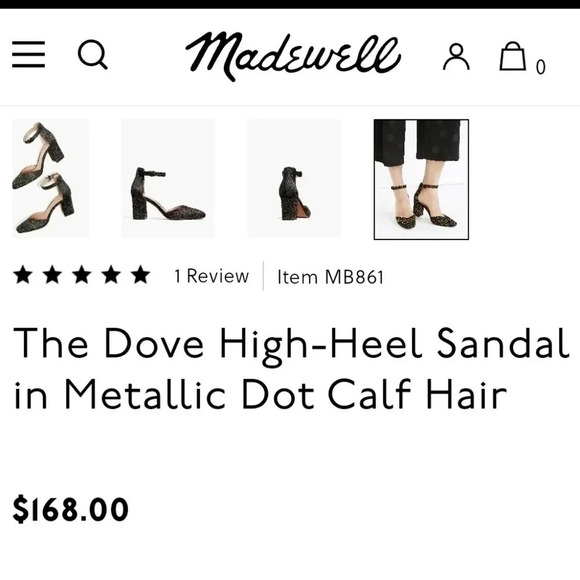 Madewell the Dove Sandal in Metallic Dot Calf Half Block High Heel Women's 10 - Picture 3 of 14